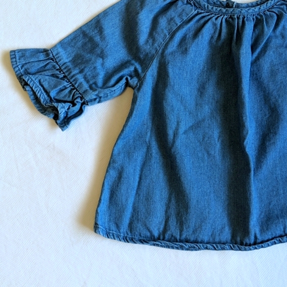 COPY - old navy bell sleeve chambray denim blouse 6-12 months baby girl - Picture 3 of 6